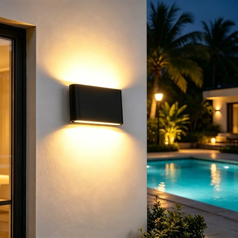 Lámpara de pared para exteriores impermeable, fuente de luz LED de 6W y 12W, iluminación ascendente y descendente, moderna y minimalista, para interiores, ingeniería, porche, jardín.
