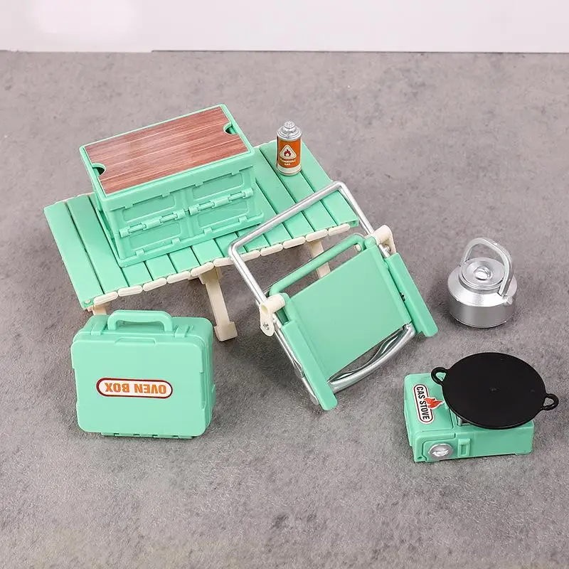 Dollhouse Miniature Camping Picnic Set Folding Chair Gas Stoves Model Decor Toy Doll House Accessories