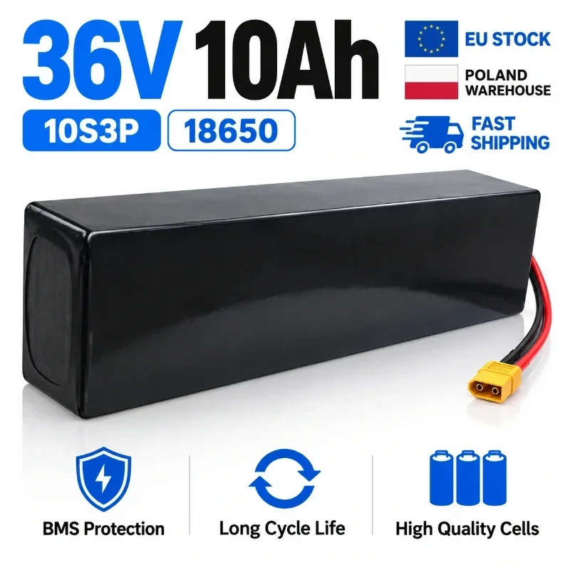 Akku für Elektroroller KUGOO S1 S2 S3, 36V 10Ah 10000mAh 10S3P 500W, wiederaufladbares Lithium-Ionen-Paket 18650 mit integriertem BMS, lange Lebensdauer, Ersatzteil für E-Scooter, schneller Versand