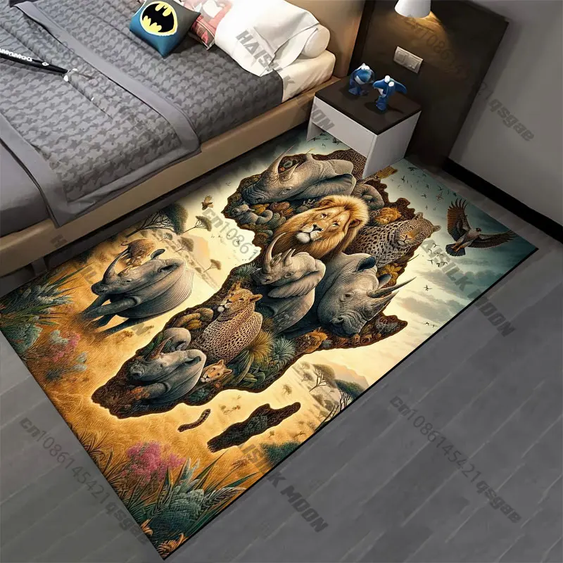African wildlife and biodiversity conservation carpet Yoga living room room decor children's crawling mat doormat area