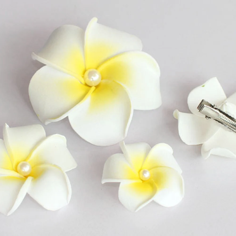 10pcs Plumeria Flower Hair Clips For Women Girls Hairpins Egg Flower Barrettes Summer Hawaiian Beach Wedding Hair Accessories