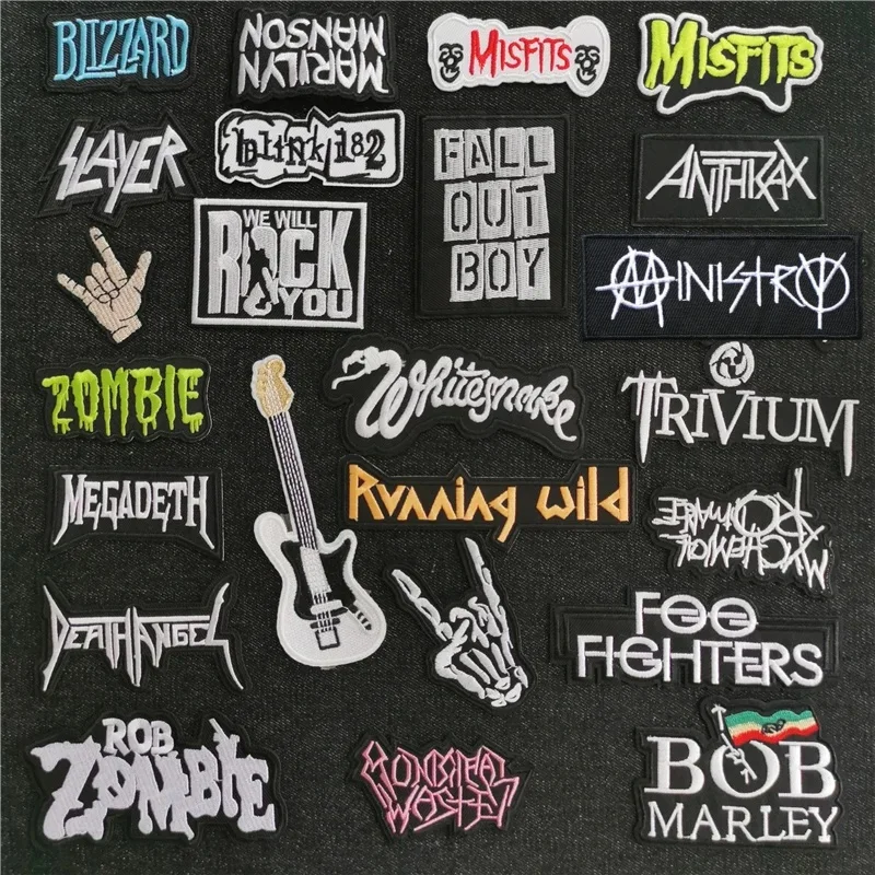 Rock Band Embroidery Patch for Clothing Iron On Patches Ironing Stickers Applique Sewing Supplies Decorative Badges