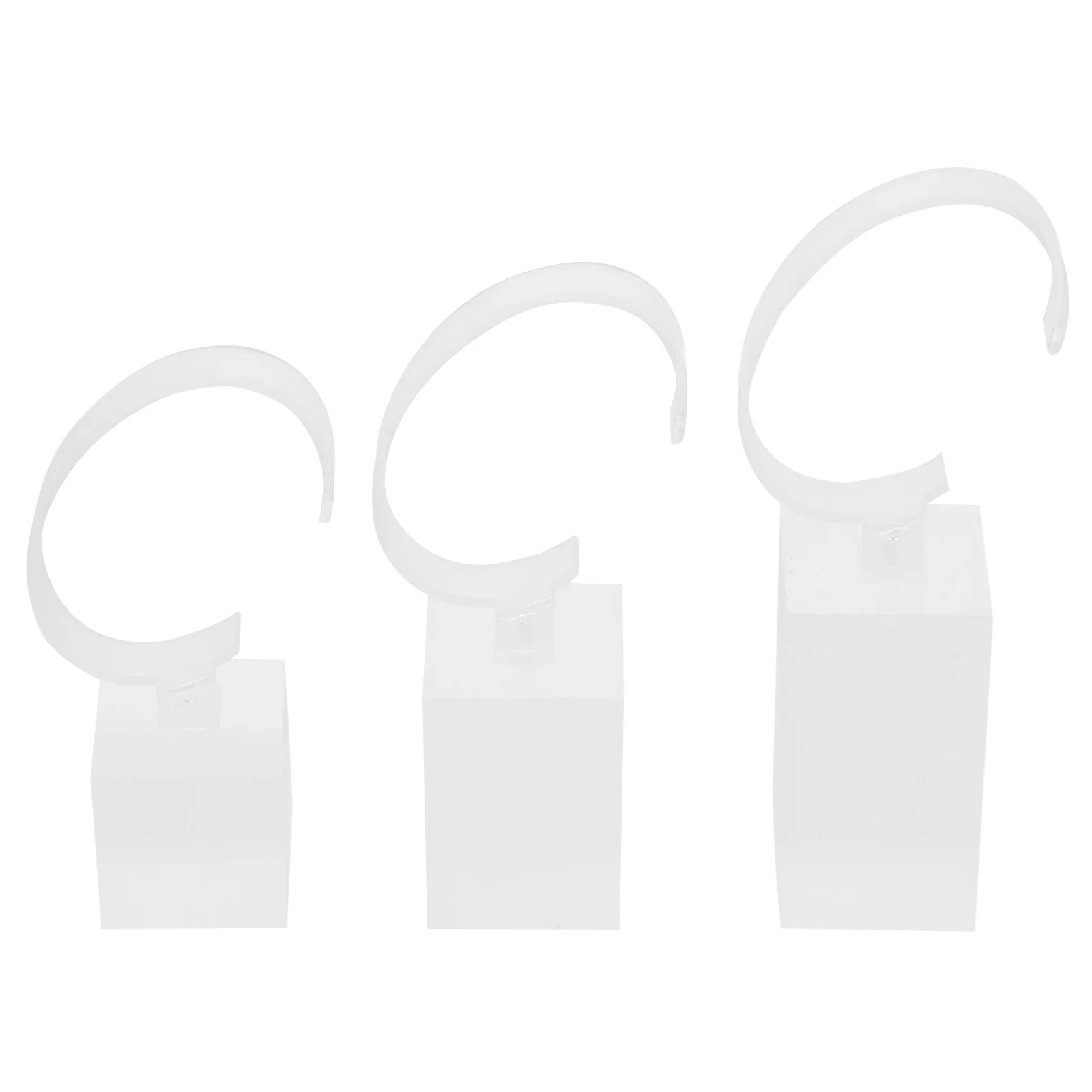 3pcs 3 Sizes Acrylic Base Watch Display Stand C Ring Holder For Bracelets Watches Jewelry Organizer Rack Protective Showcase
