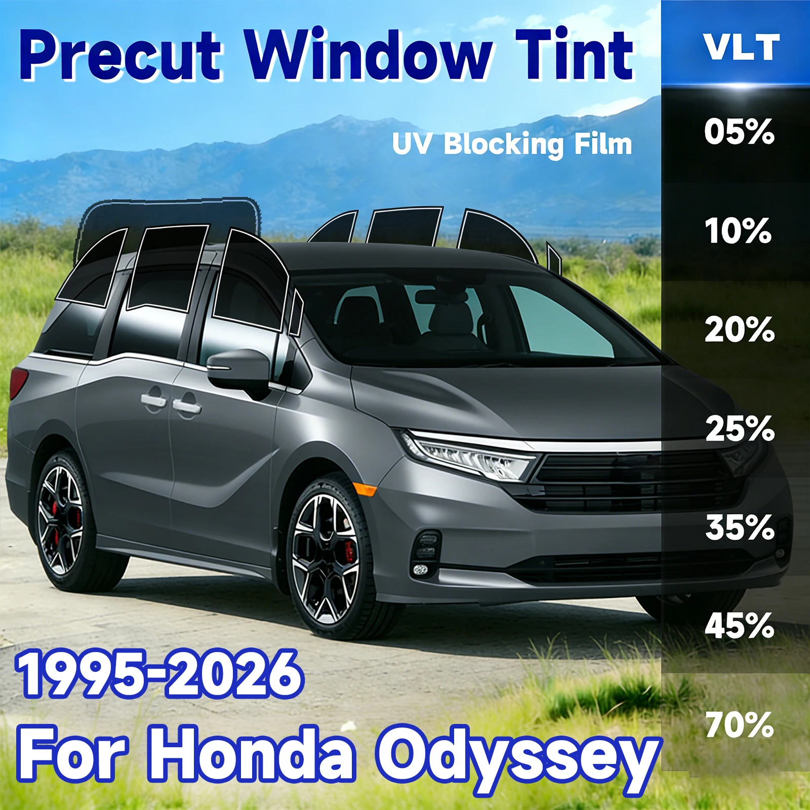 Precut Windows Tint Film Sun Blocking Protection Privacy Anti Shatter Glass 2Ply Film Tint Shade Kit for Honda Odyssey 1995-2026