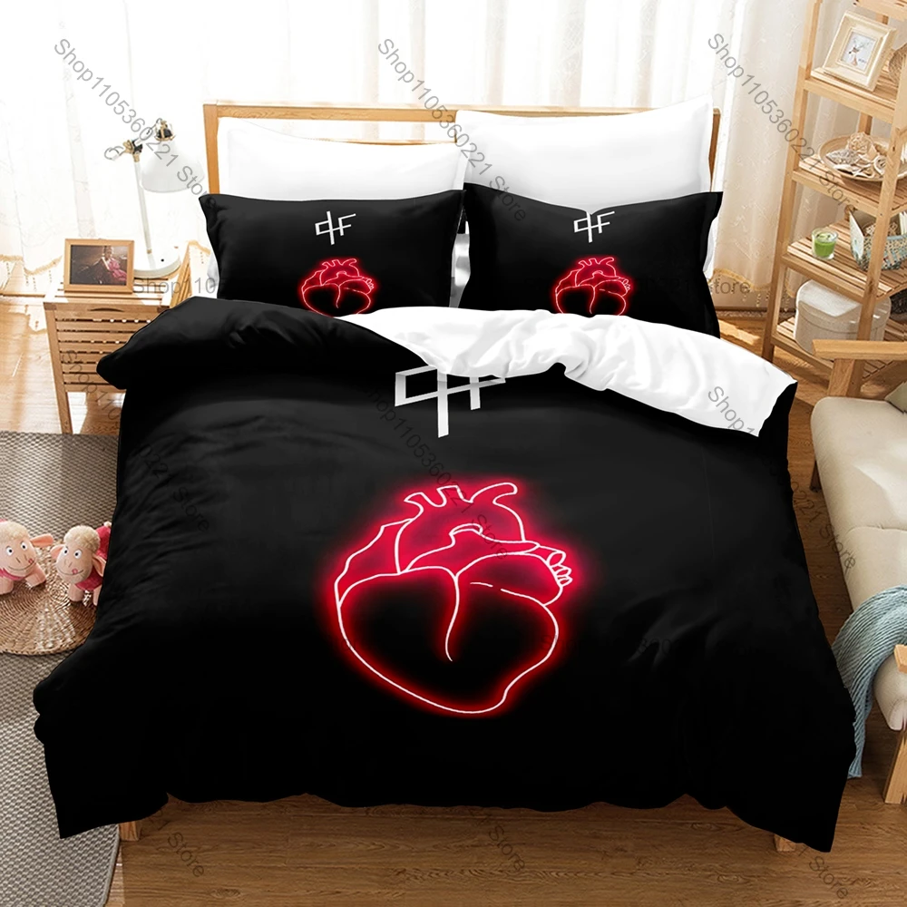 PNL Duvet Cover + 2 Pillowcases, French Hip Hop Duo Print Bedding Set Soft Bed Linen for Music Fans Bedroom Decor