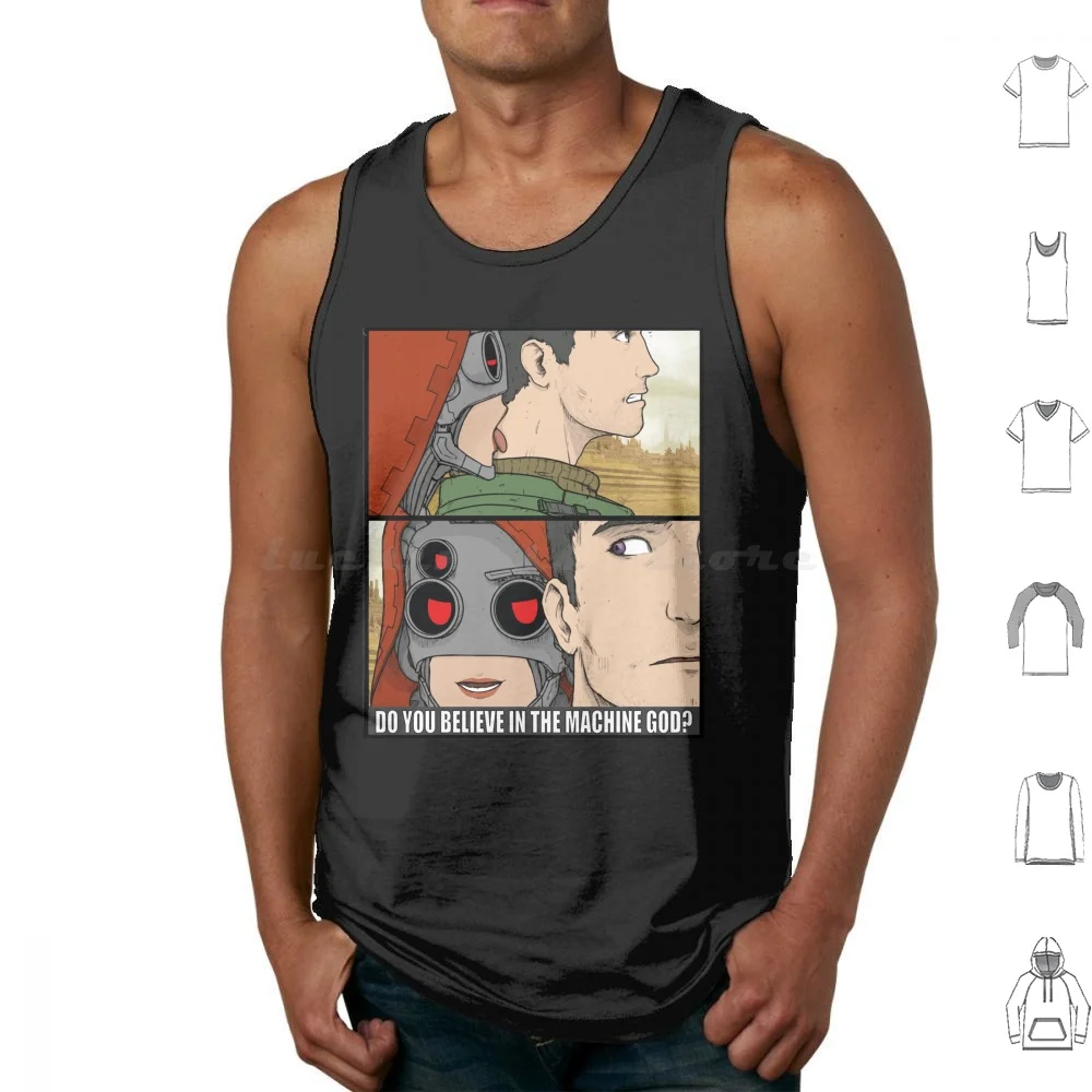

" Do You Believe In The Machine God  " Admech Techpriestess Print Tank Tops Print Cotton Admech Tech Priest Mechanicus