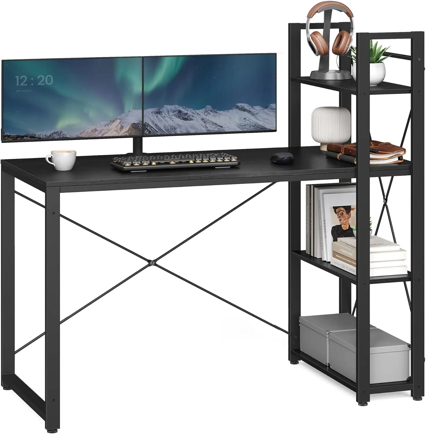 VASAGLE Computer table Desk, 120/137.2 cm, with shelves on the right or left