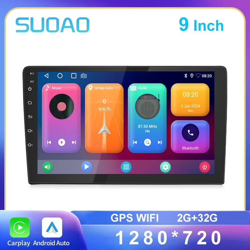 

1280*720 Android 13 Car Radio Universal Carplay Android Auto 2GB+32GB Double 2 Din Autoradio GPS Navigation Multimedia System