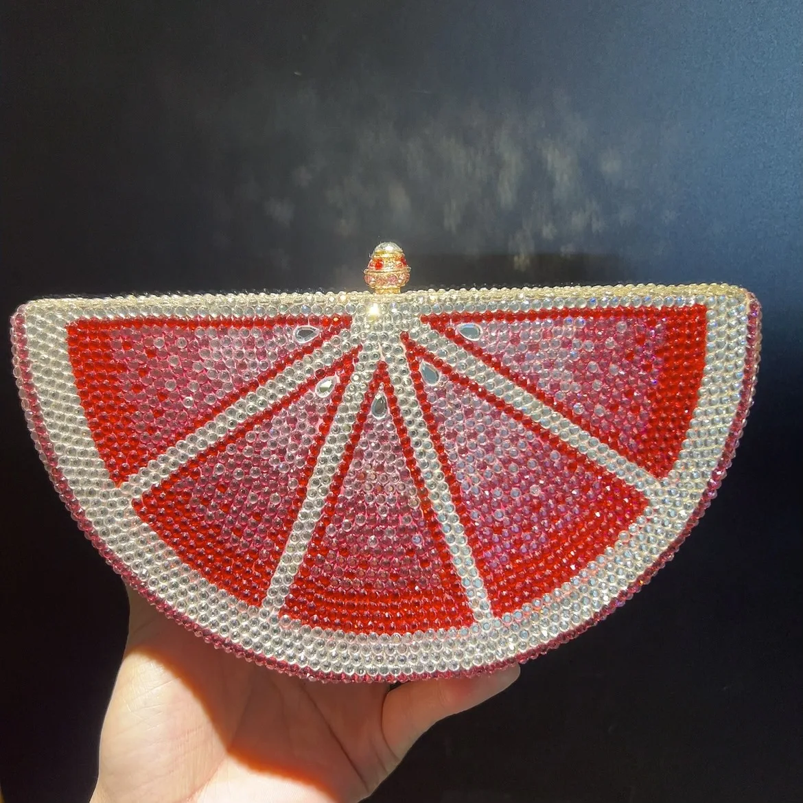 Crystal Clutch Red Pomelo Diamond Dinner Bag Luxury Flat Bottom Full Of Diamonds Handle Women's Stone Bag Purses Luxury Designer
