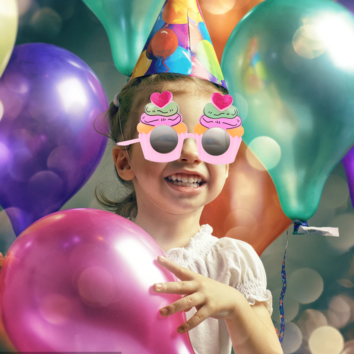 

2 pcs Ice Cream Shape Glitter Decorative Birthday Eyeglasses Party Photo Props Fun Glasses For s Friends Photography