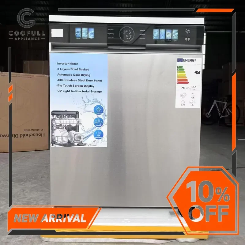 Silver Built In Dishwasher 15 Sets Large Capacity Kitchen Appliance Home Restaurant Use Automatic Cleaning Machine