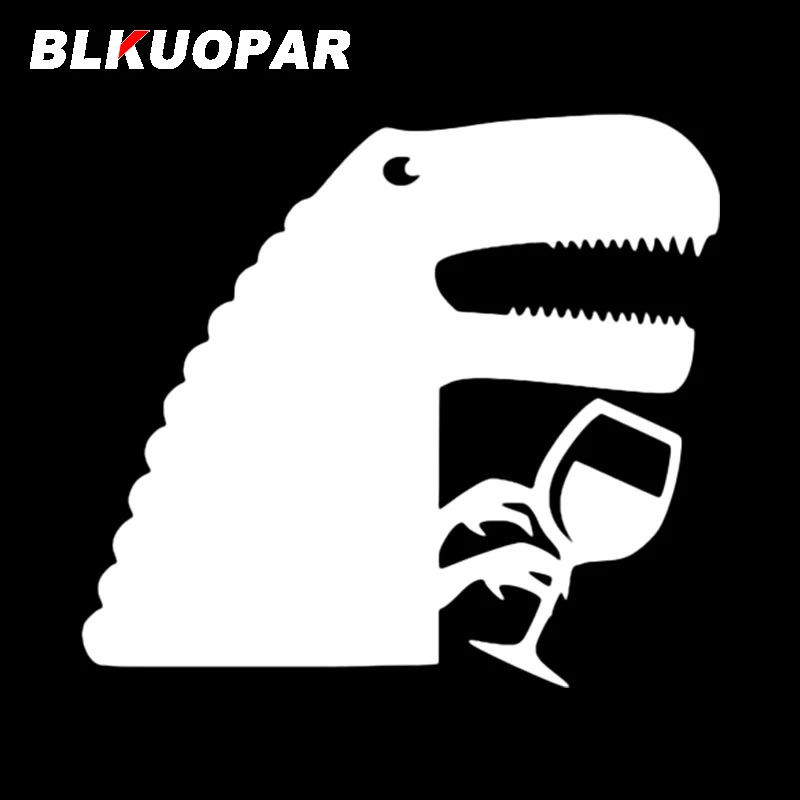 BLKUOPAR Dinosaurs Drinking Alcohol Pattern Car Stickers Cute Cartoon Animals Decal Creative Die Cut RV Helmet Car Styling