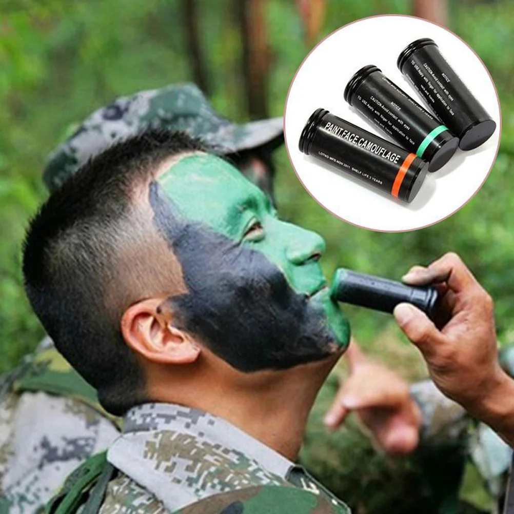 

3Pcs Camouflage Face Paint Sticks Skin Friendly Odorless Sweat Rain Resistant Rotating Bottom Easy Clean Hunting Cs Woodland