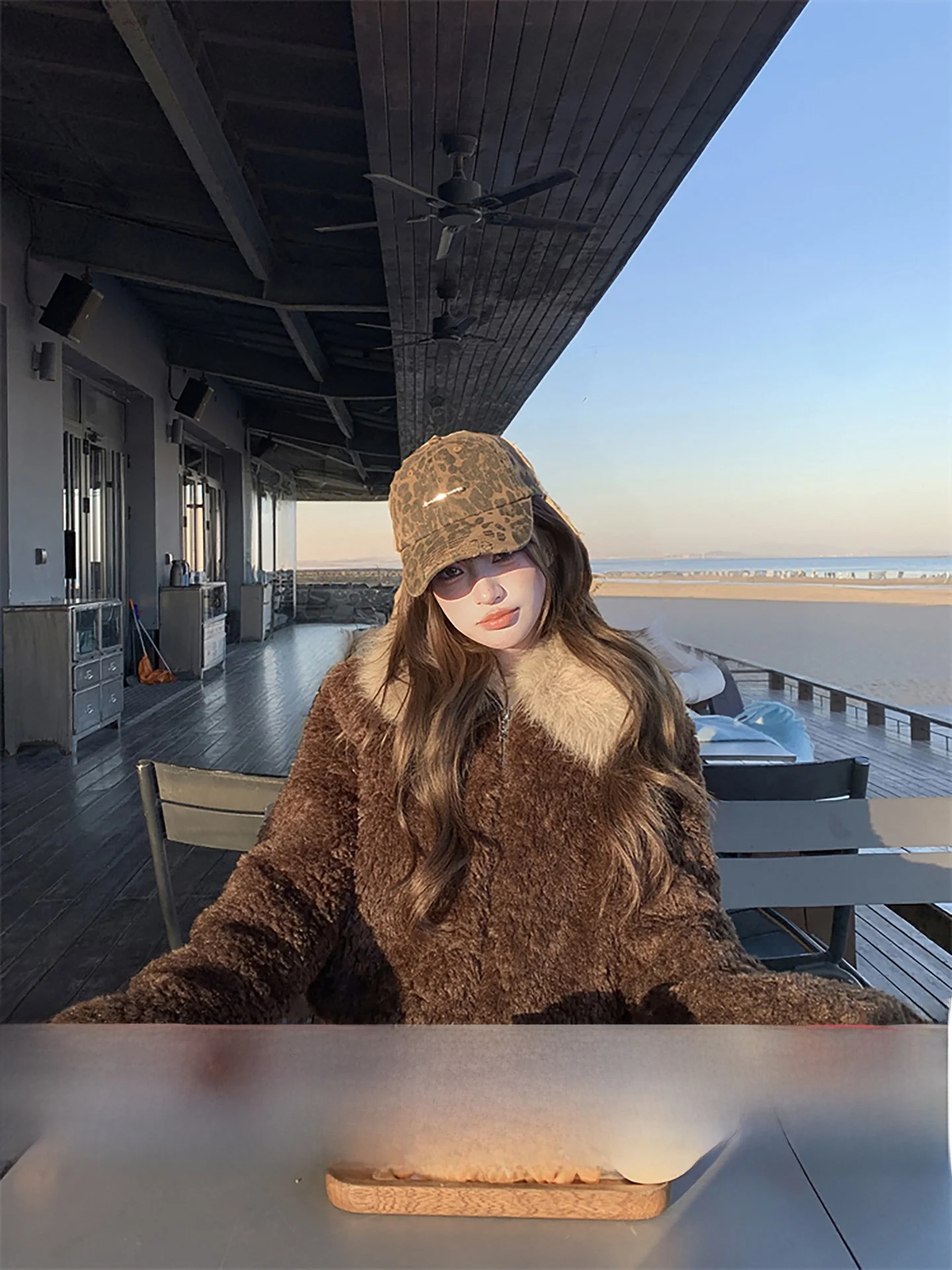

Aviva on Earth Women's Brown ort Coat Fur Collar Eco-friendly Winter Faion Top Earth Store Korean Sle Small Size