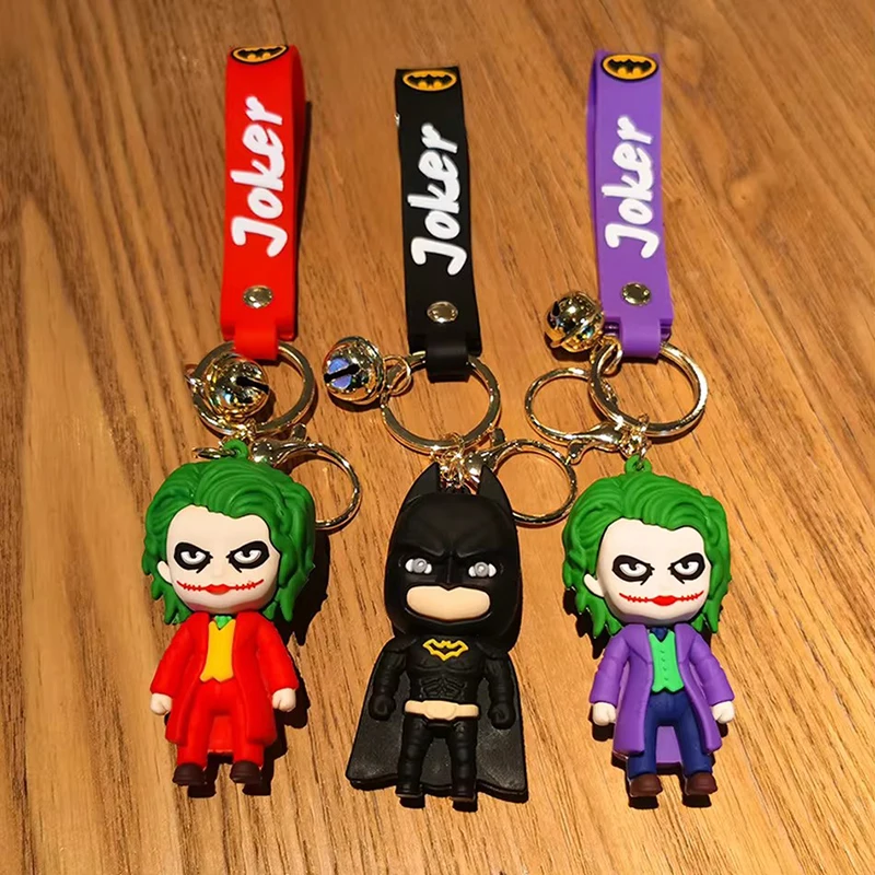 Anime Cartoon Batman Joker Image Doll Keychain Cute Halloween Series Key Ring Pendant Ornaments Jewelry Gifts For Friends