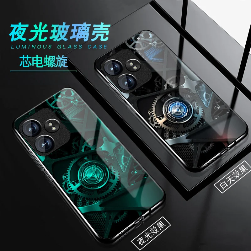 2024 Чехол для Phone Case For OPPO Realme GT 6 Case Luminous Tempered Glass Cover For Realme GT6 Case Cover Glowing in Dark