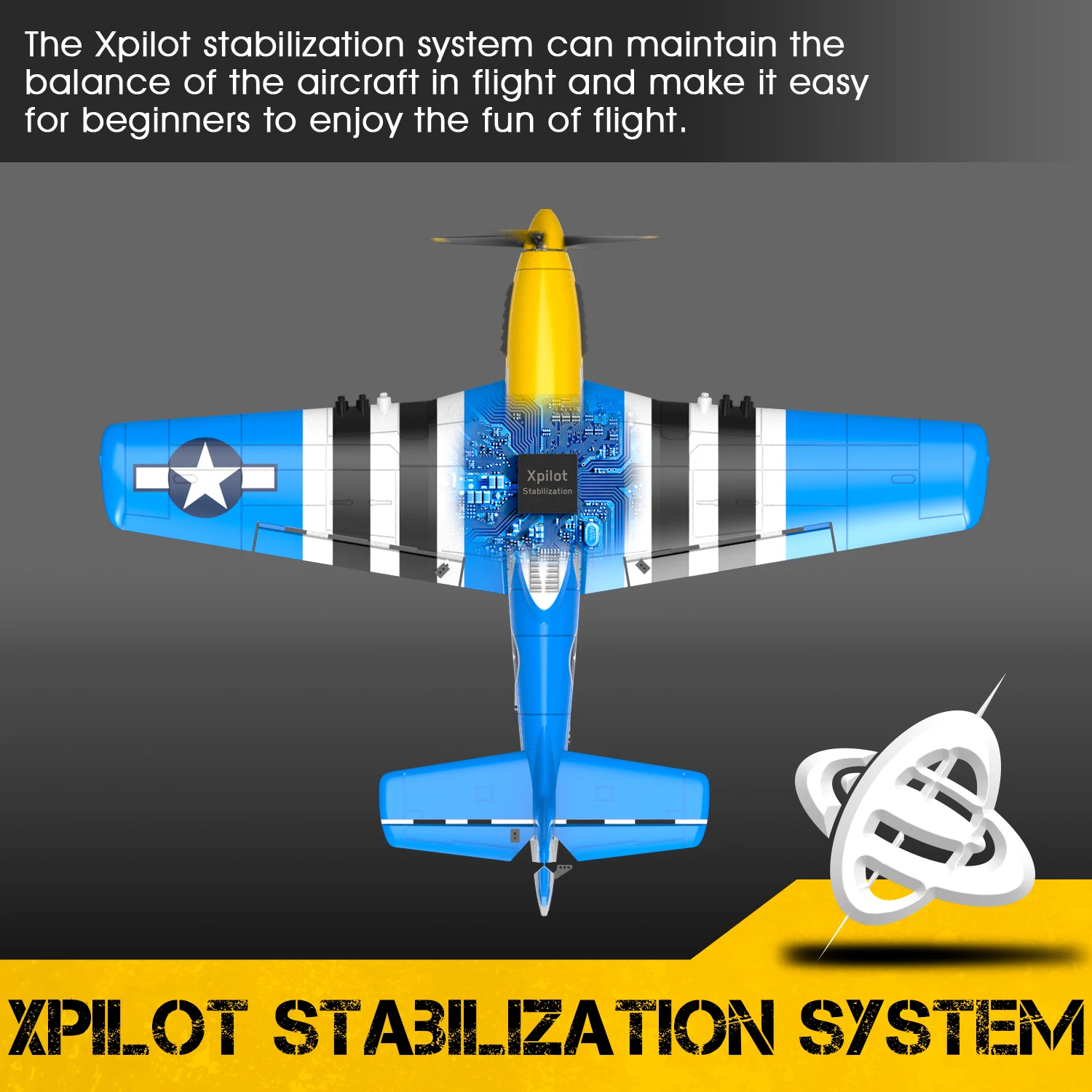 Volantexrc 4-CH RTF RC Plane, P-51D Mustang RC Airplane, One-Key Aerobatic, 6-Axis Gyro, Suitable for Outdoors and Gifts