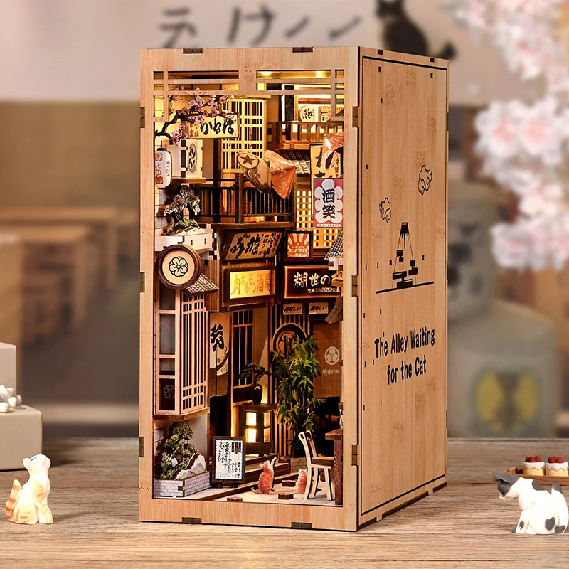 

DIY Book Nook Kit Wooden Doll House Model Kits 3D Puzzle Assembly Bookshelf Insert Decor Dollhouse For Children Birthday Gifts