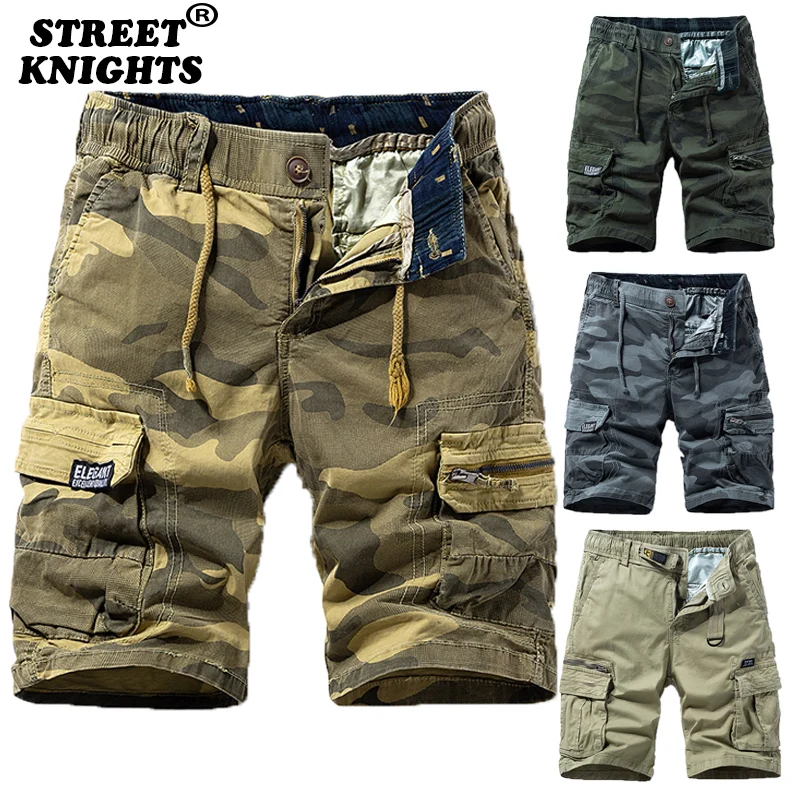 New Summer Men Cotton Cargo Camouflage Shorts Men Clothing Casual Breeche Bermuda Beach Jogger Shorts Male Hot Dropshipping