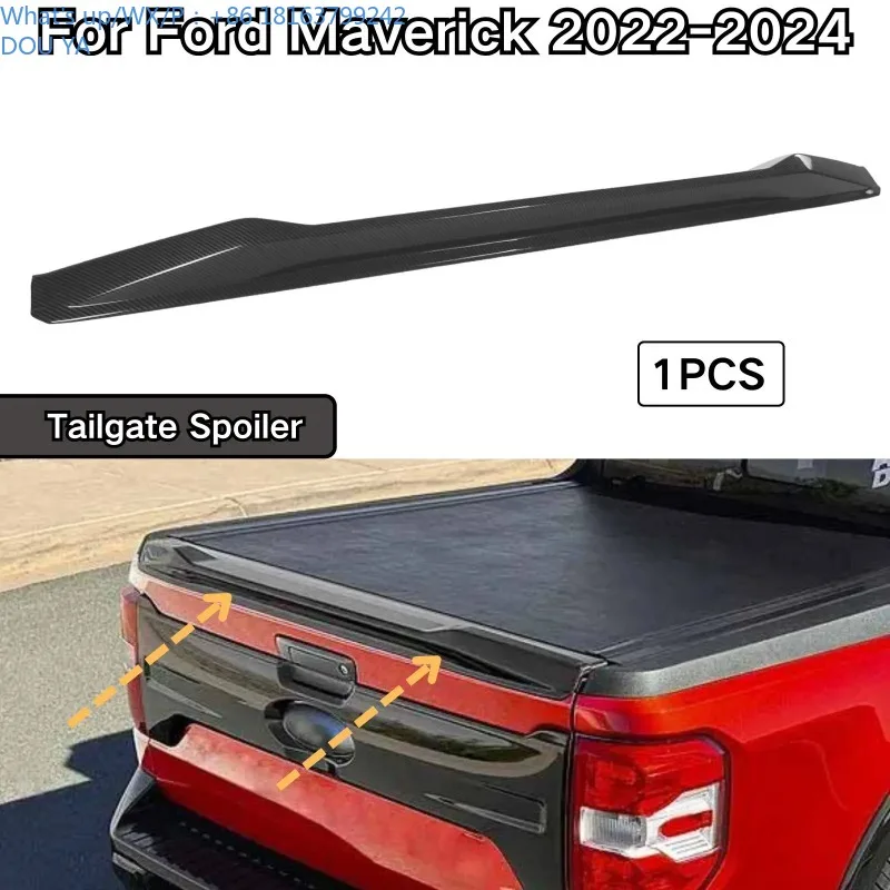 

For 2022 2023 2024 Ford Maverick Tailgate Spoiler Wing 1PCS Car Accessories Body Kit Glossy Black Carbon Fiber Print Matte Black