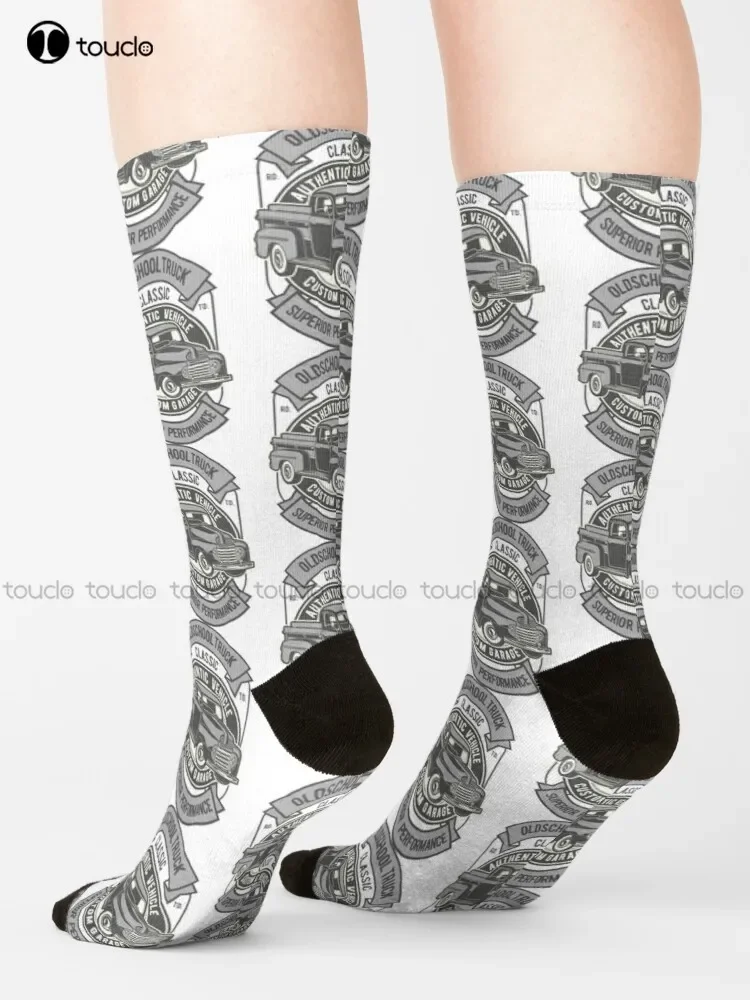 Old School Truck Socks Men'S Socks Christmas Gift Unisex Adult Teen Youth Socks Custom 360° Digital Print Women Men Funny Sock