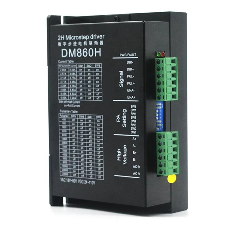 

1 шт. Microstep Drive DM860H DSP цифровой тип 57/86 драйвер шагового двигателя с вентилятором черный для DMA