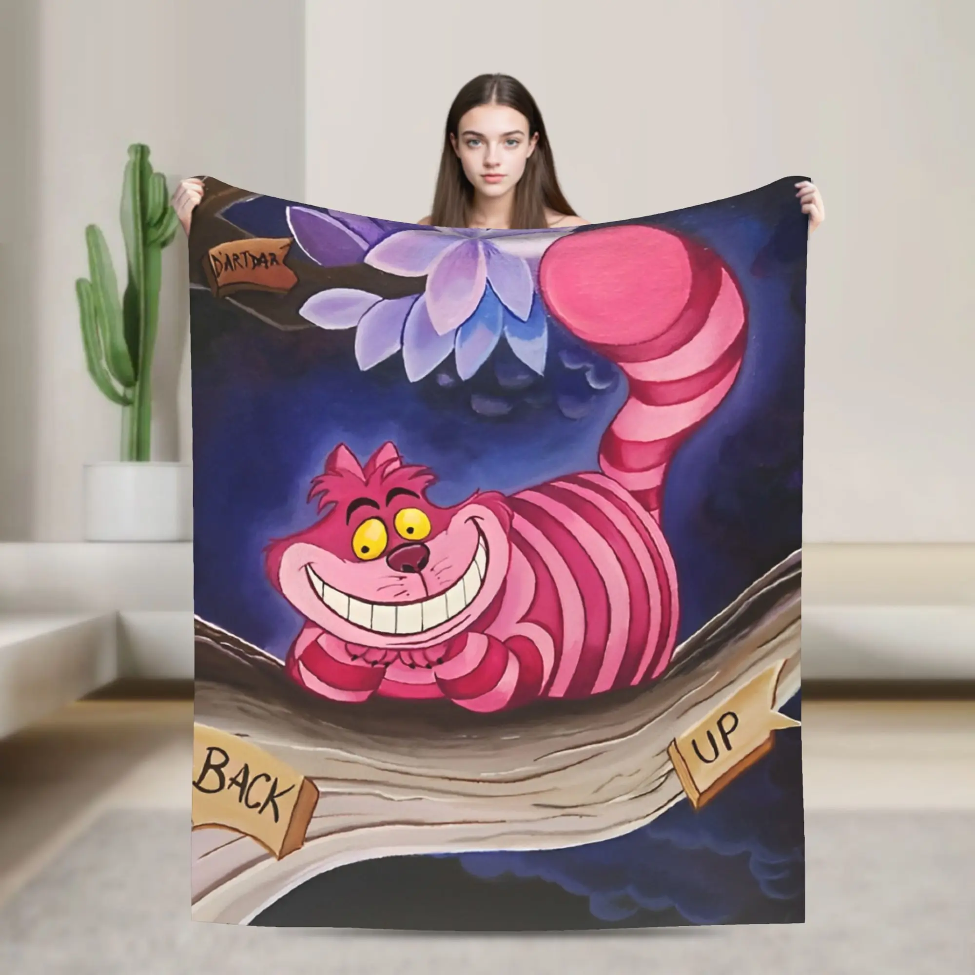 

Cheshire Alice in Wonderland Blanket Multiple Sizes Super Soft Cozy Throw Blankets for Sofa Couch and Bed