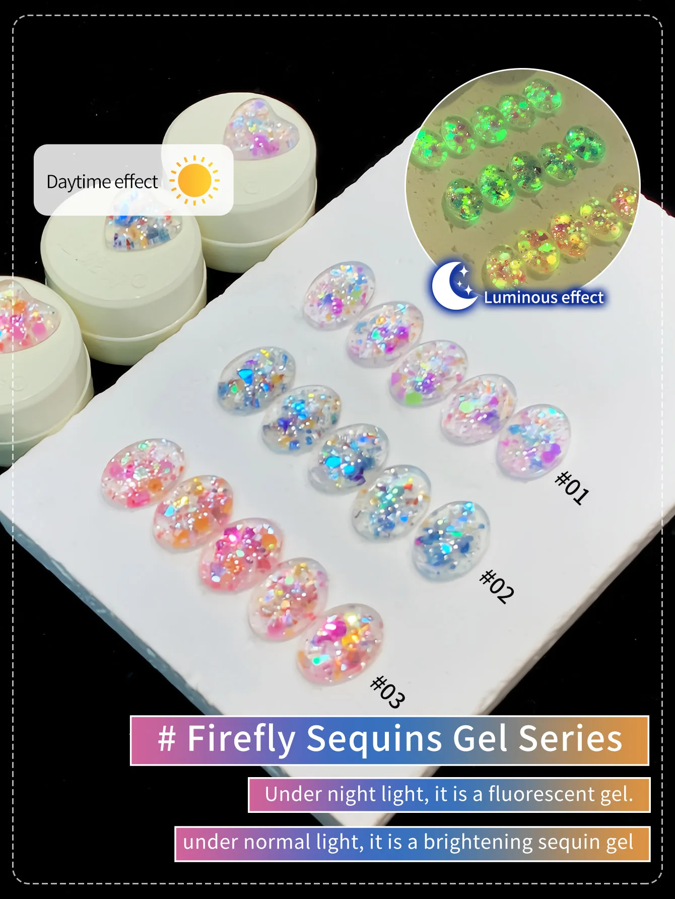 5g Fluorescent Disco Iuminous Sequin Gel Nail Polish Neon Ultraviolet LED Nail Gel Soak Off Gel Varnish Luminous Nail Art Gel