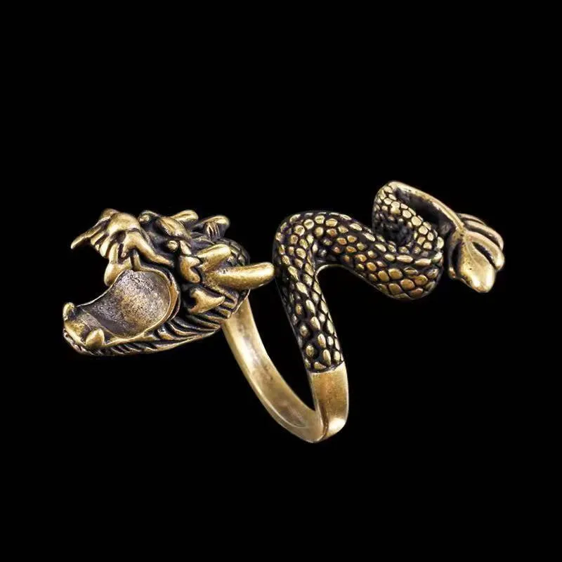 Jisensp Gothic Punk Drachenring für Männer, Retro Wikinger Tier Verstellbarer Fingerring für Frauen, Persönlicher Magischer Cooler Schmuck Geschenk