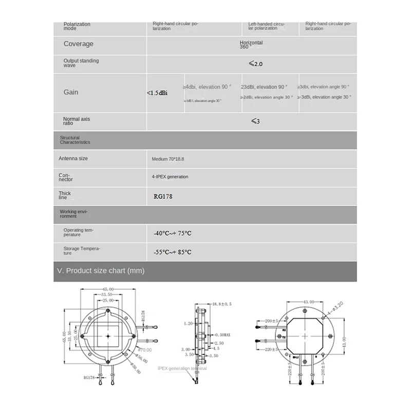 ELEC-For Beitian BT-T319B GNSS Antenna RDSS Short Message Antenna Beidou GPS For Shipboard Vehicle Handheld Devices
