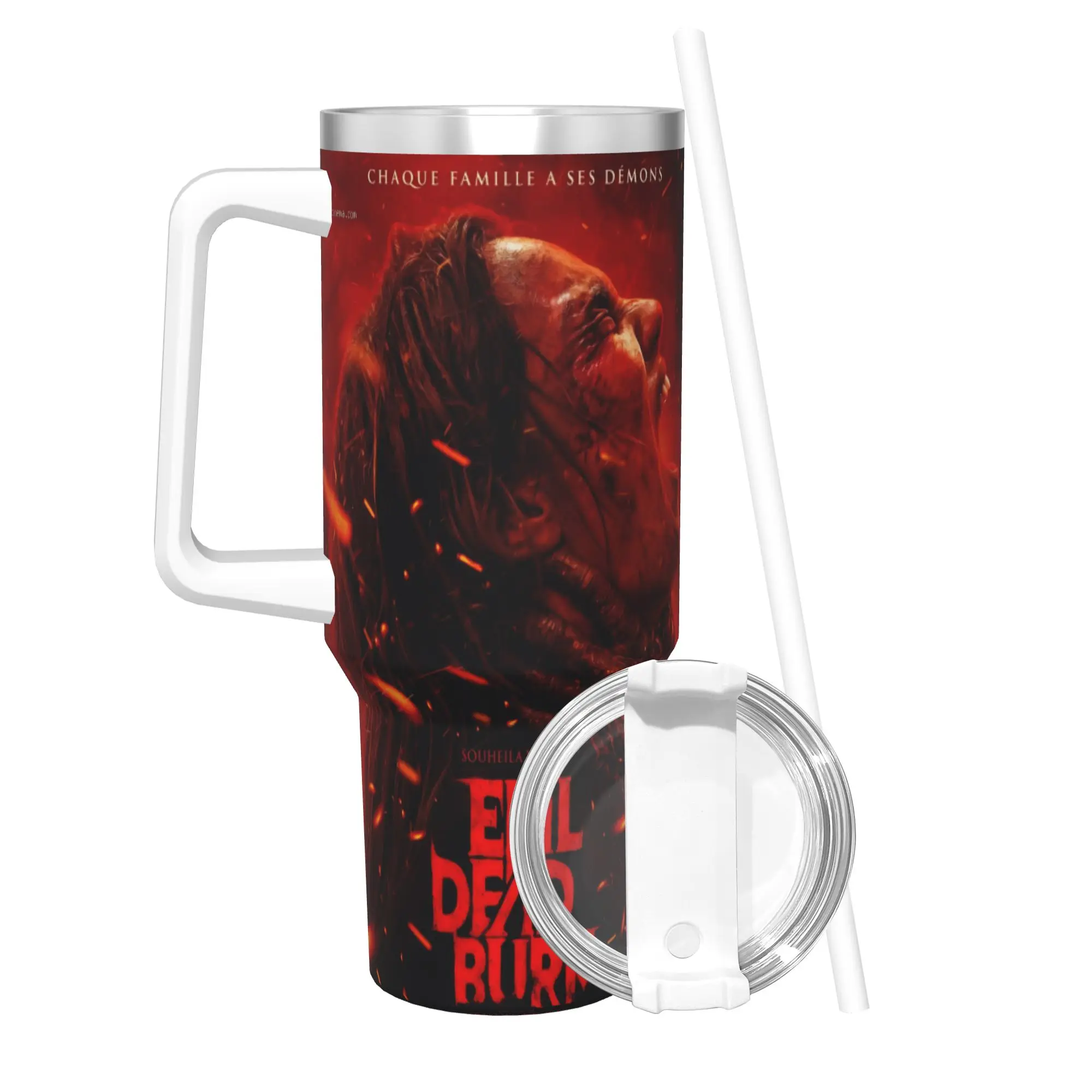 Evil Dead Burn Tumbler With Straw  Stainless Steel Mug Cups Double Wall Vacuum Insulated for Cold Or Hot 40oz