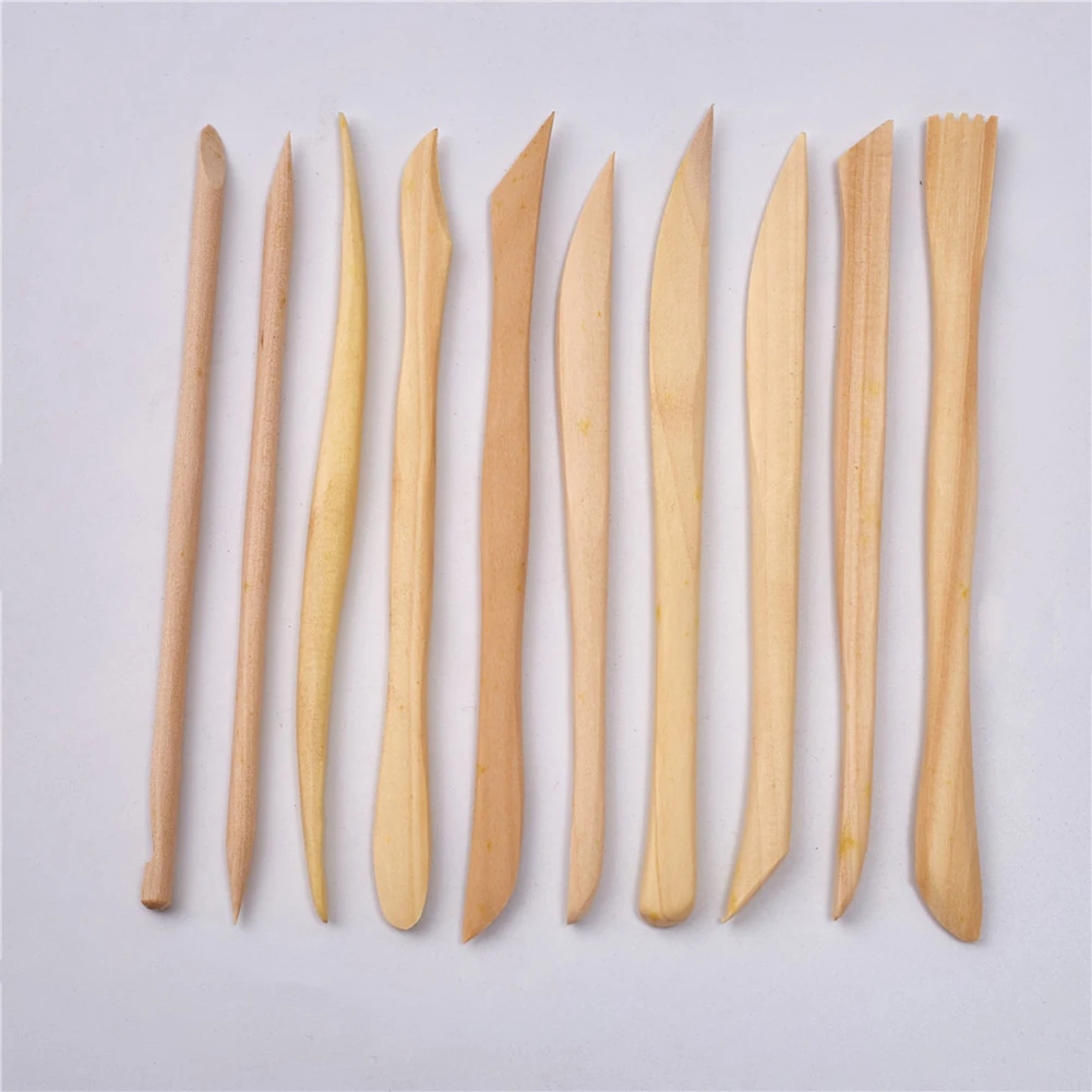 10 Uds. 1 Juego de artesanías de tallado, escultura de arcilla de madera, cuchillo, cerámica, afilar, modelado, figuritas pequeñas, herramientas de alfarería