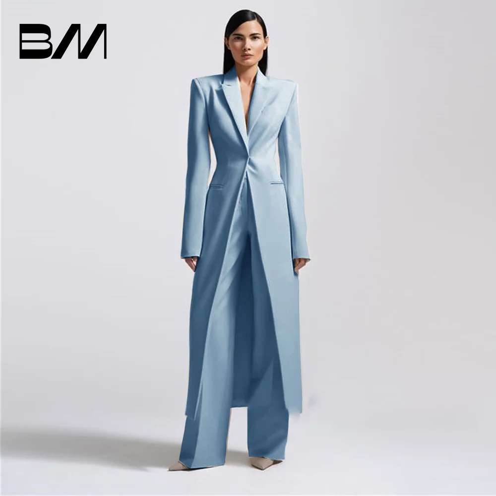 Elegant Spring Summer Suit Women\'s Suit Long Jacket Piece Blazer Double Breasted Formal Tuxedo Party Dress