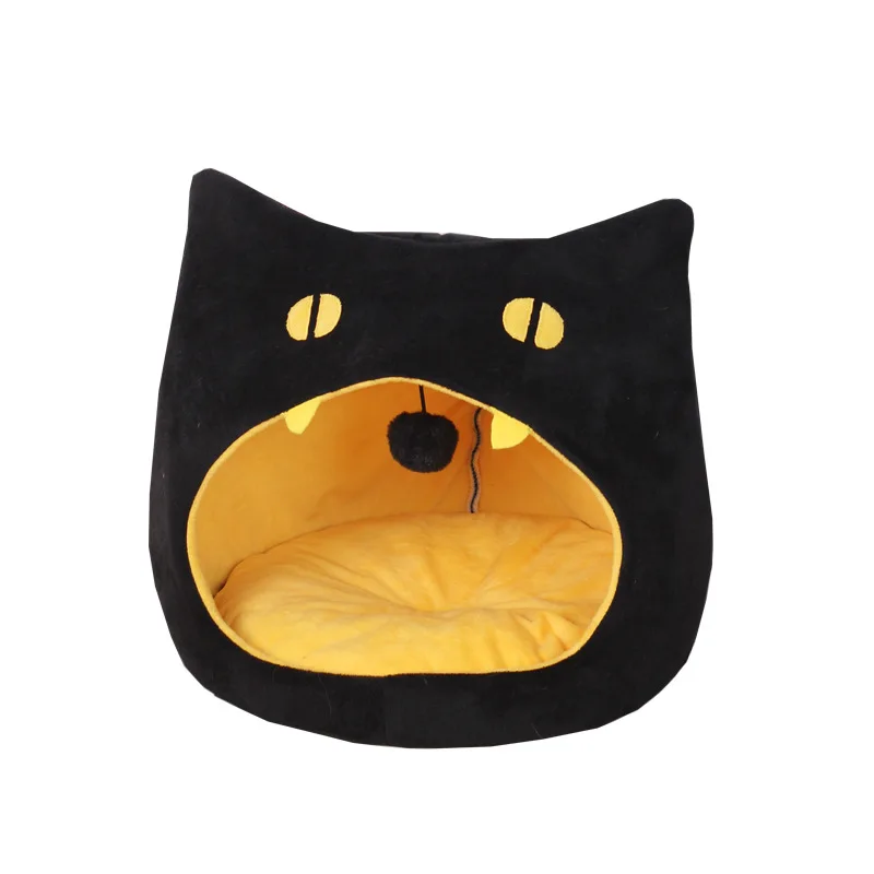 

Halloween big mouth cat nest, autumn and winter warm cat house closed cat kennel pets Halloween pets