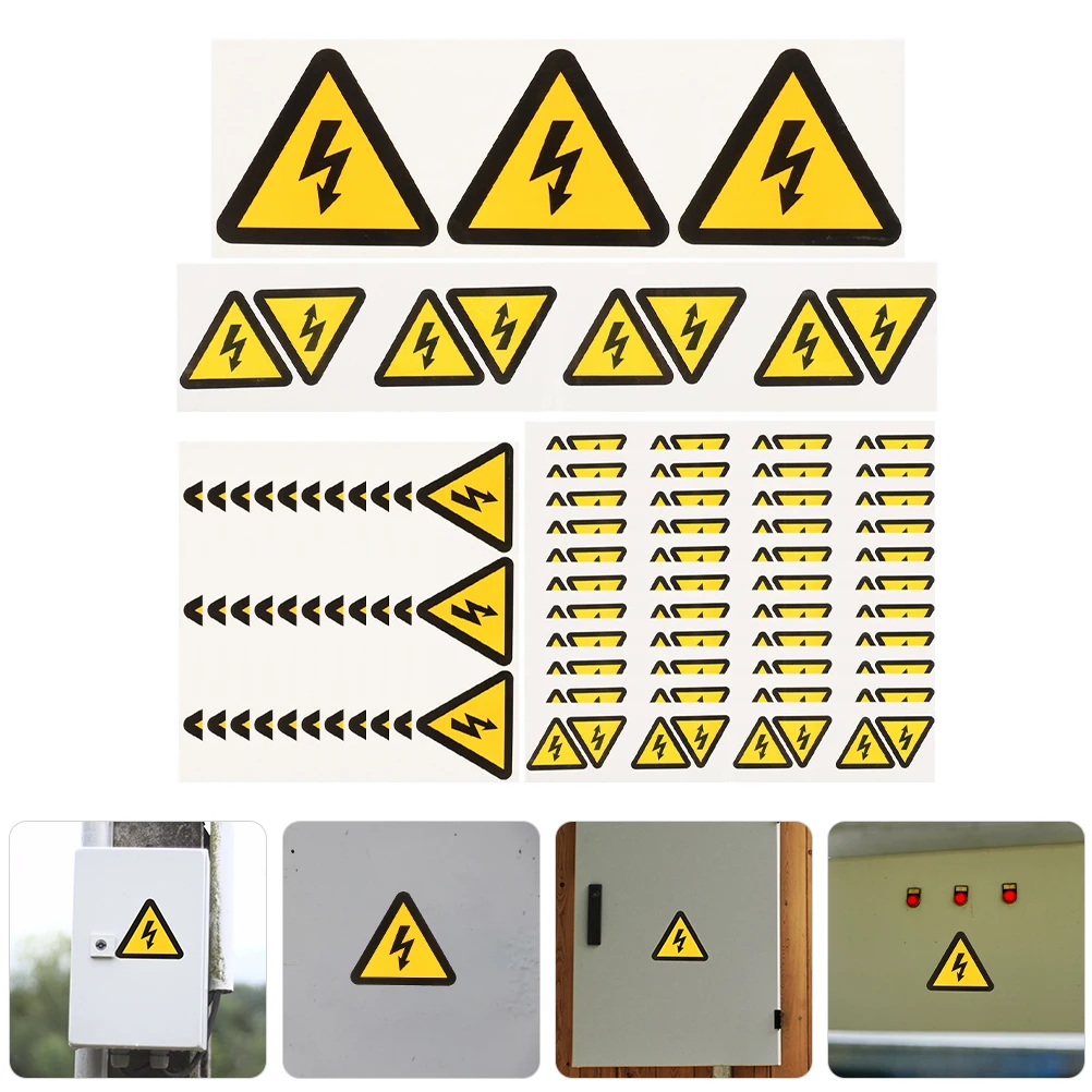 24 Pcs Warning Stickers Electrical Panel Labels Yellow Triangle Decals High Voltage Signs Electrical Labels Traffic Symbols