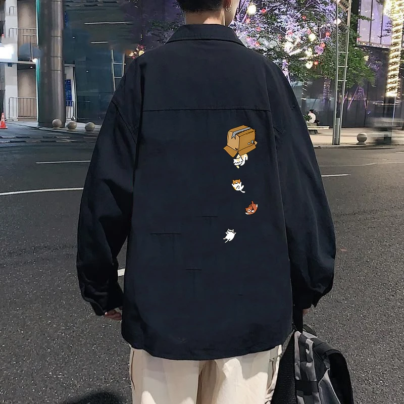 

Летняя универсальная повседневная рубашка для мальчиков, свободного кроя, с модным принтом, верхняя одежда, молодежный брендовый топ, дышащий, с длинными рукавами, круглым вырезом, поло...