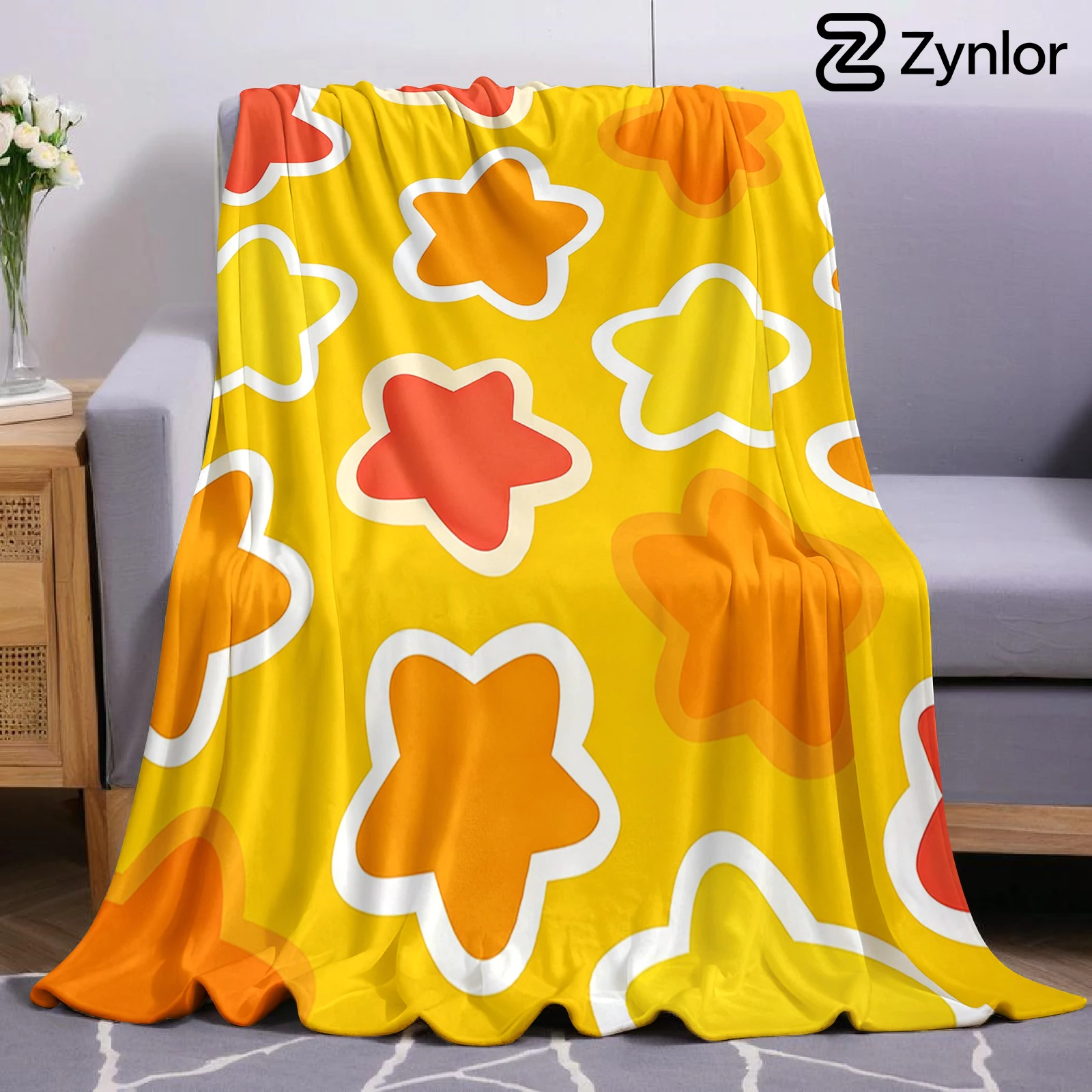 Star Sticker Halloween Flannel Fleece Blanket Fluffy Warm Cozy Throw for Sofa Bedroom Home Holiday Decoration Gift
