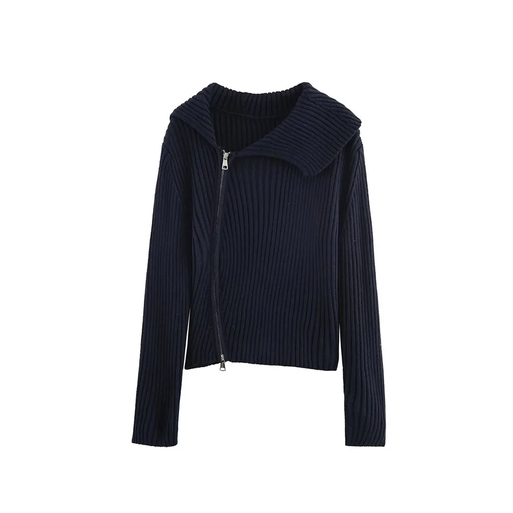 

New Women's Knitted Coat Fashion Long Sleeve Zipper Knitted Short Coat Women's Elegant Casual New Lapel Outerwears