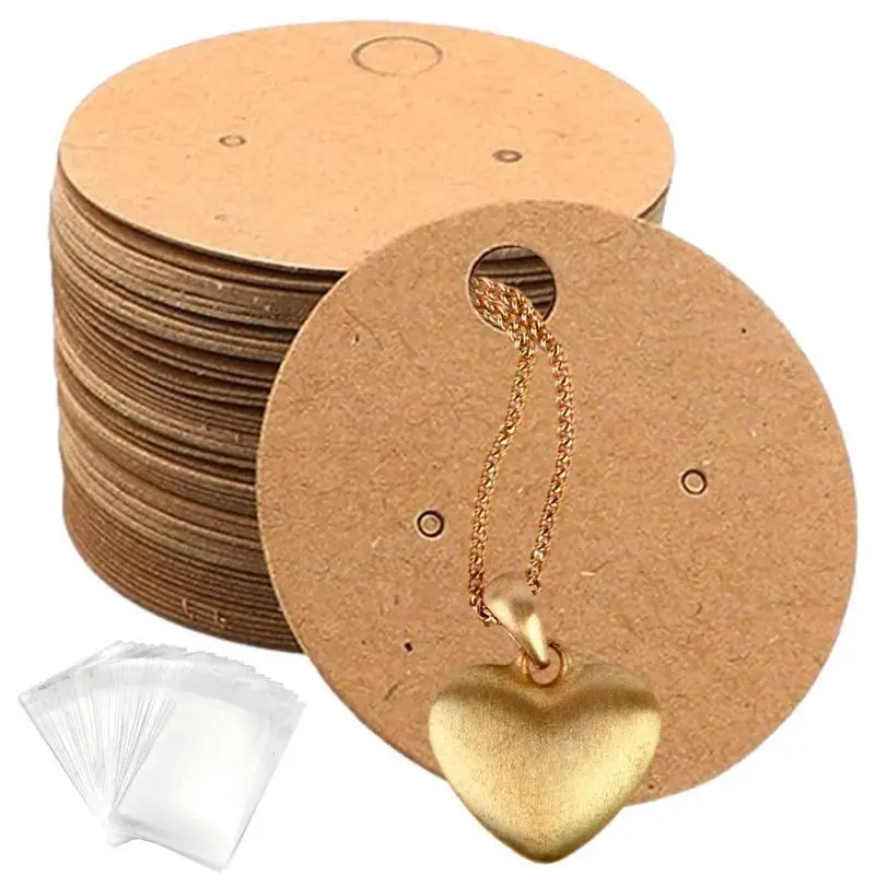 Jewelry Cards Round Earring Packaging Cards Round 100pcs Earring Cards With 100pcs Transparent Bags Jewelry Packaging Selling