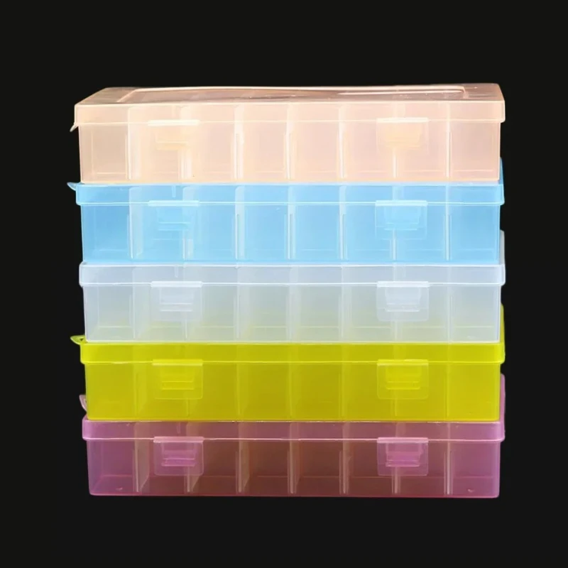 

24 слота, красочный портативный ящик для хранения ювелирных изделий, контейнер, кольцо, электронные детали, винт, бусины, органайзер, пластиковый чехол, 1 шт.