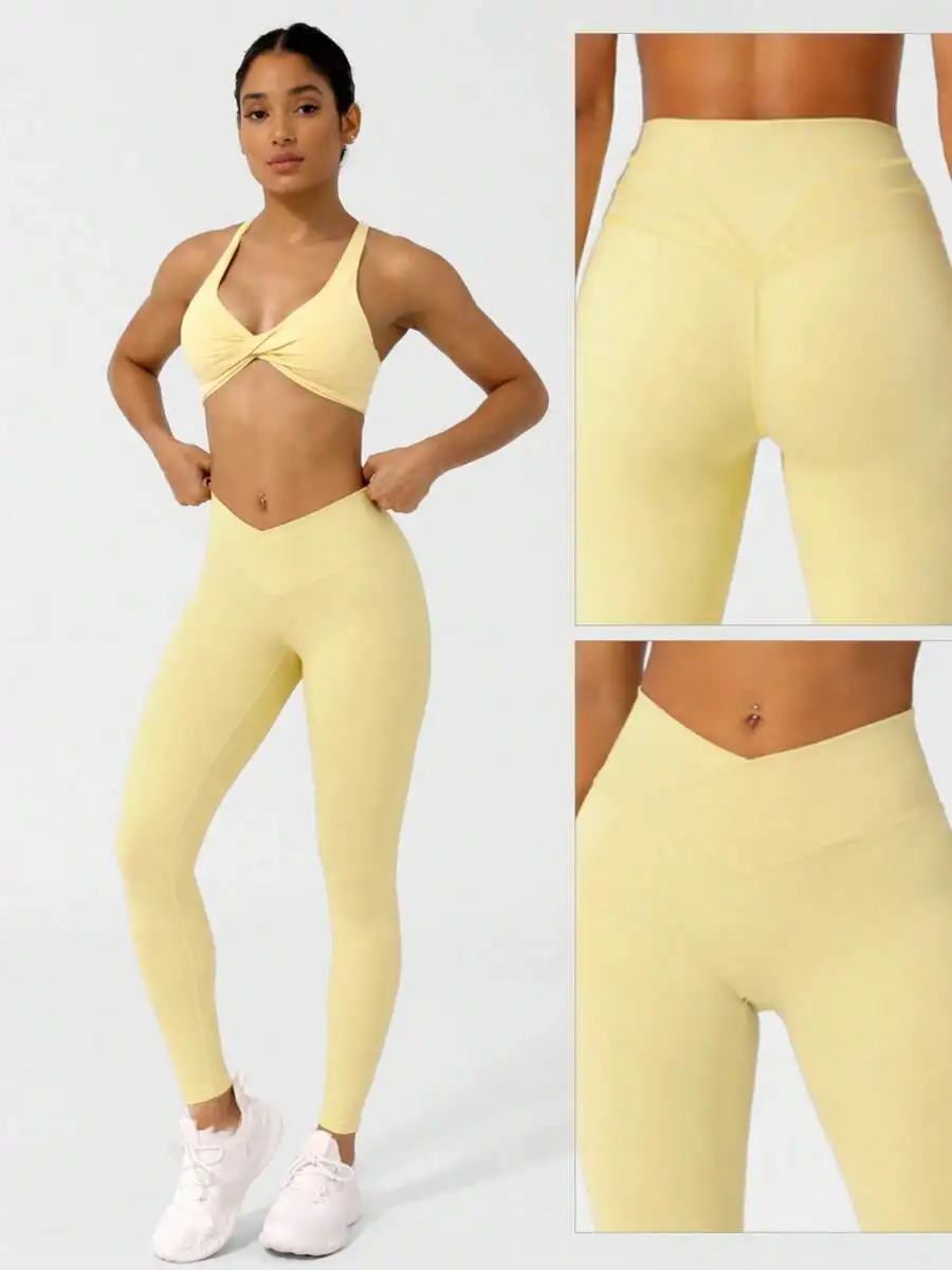 

Womens Yoga Leggings With Criss-Cross Waist Elastic Butt Lifting Workout Pants