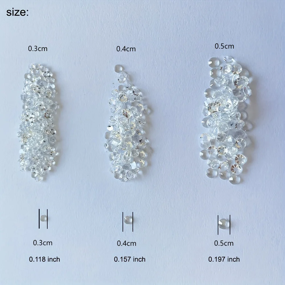 1500 sztuk/paczka półokrągłe przeźroczysta bańka koraliki 3-5mm syrenka łez białe paznokcie naklejki z żywicy diamenty do paznokci Rhinestone Decora