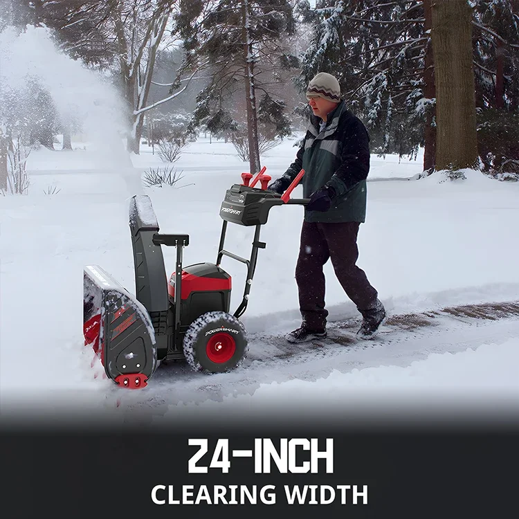 

-Склад в США, 80 В, 6 Ач, двухступенчатая беспроводная машина для удаления снега, 24 дюйма, ширина очистки 600 мм, машина для удаления снега