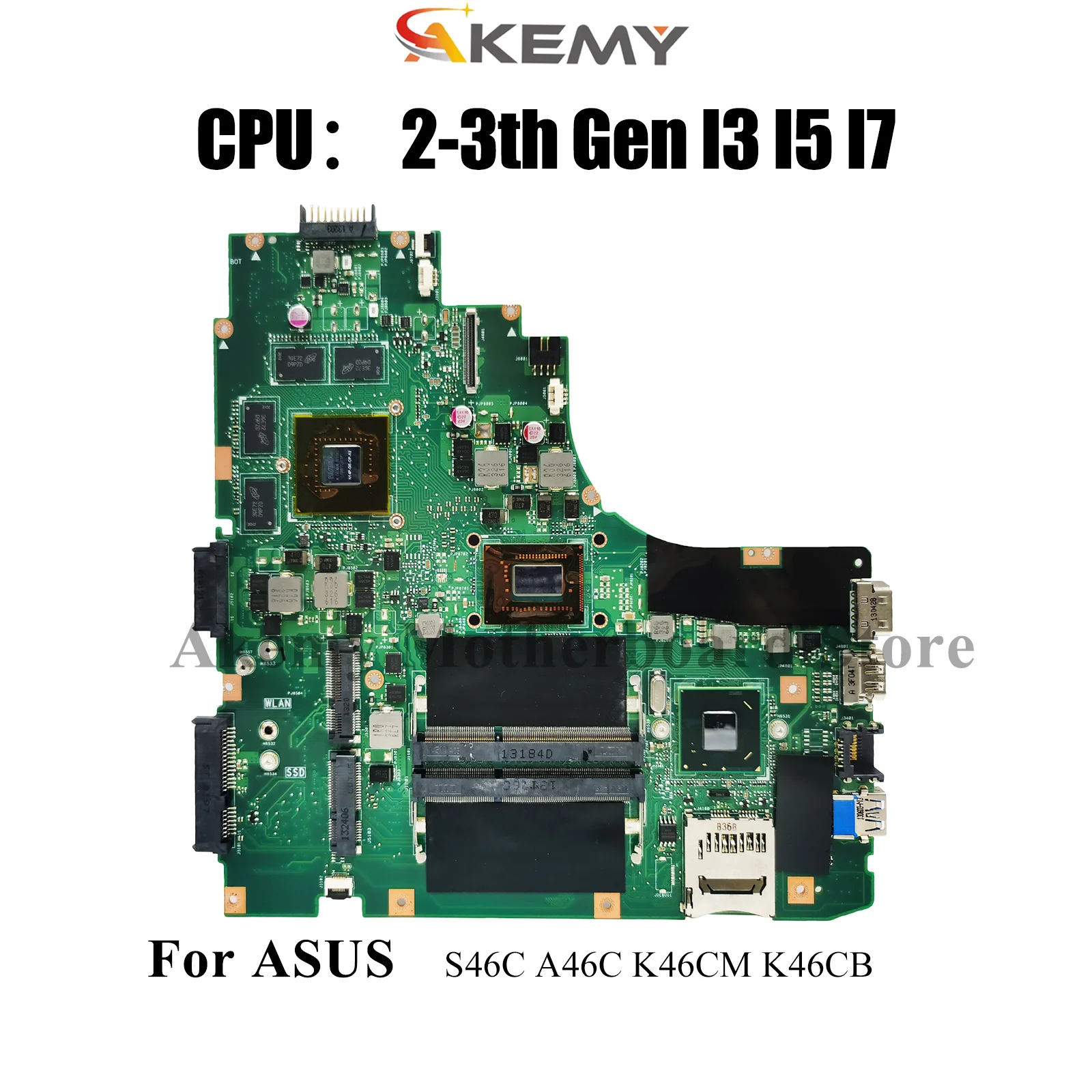 

K46CM Laptop Motherboard For ASUS A46C K46C K46CM S46C K46CB Notebook Mainboard With I3 I5 I7 CPU 100% tests OK fast shipping
