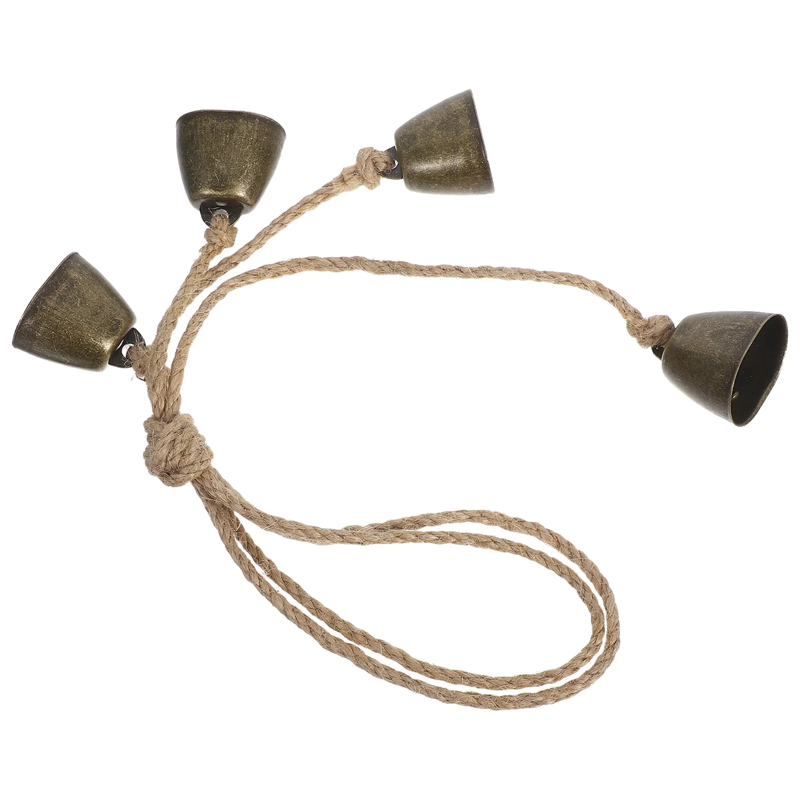 Rustic Metal Cowbell Wind Chime Jute Rope Farmhouse Decoration Outdoor Garden Balcony Hanging Mini Cowbell Pleasant Sound