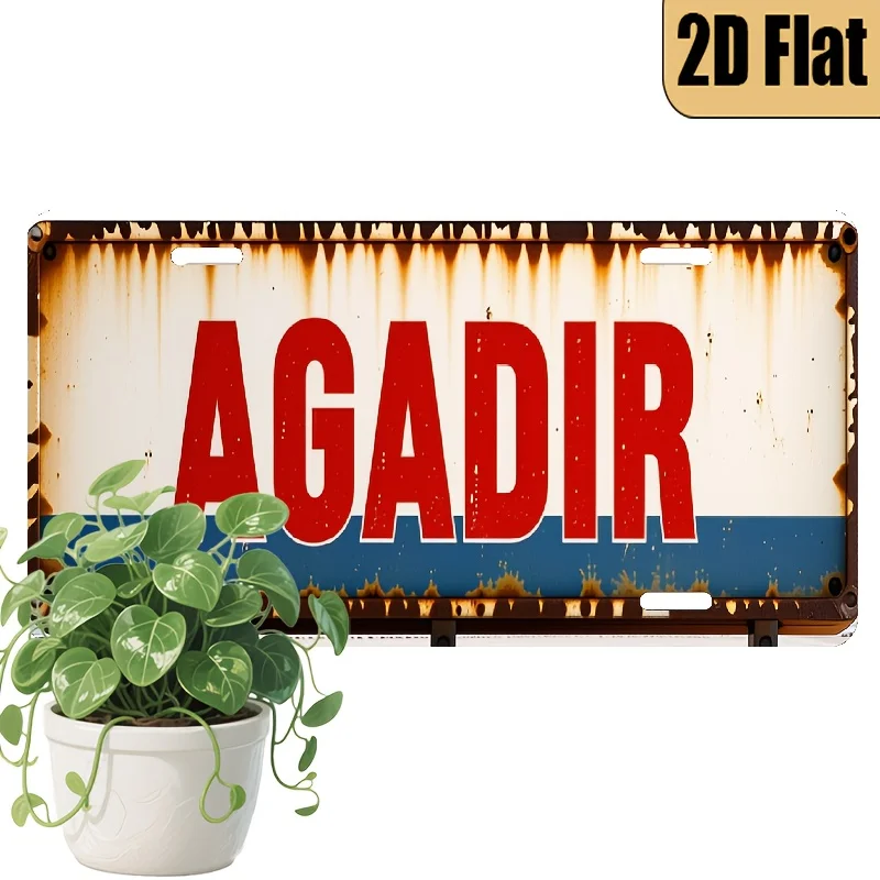 1pc, 2D FLAT, for Decoration Only - Retro Style Aluminum License Plate 
