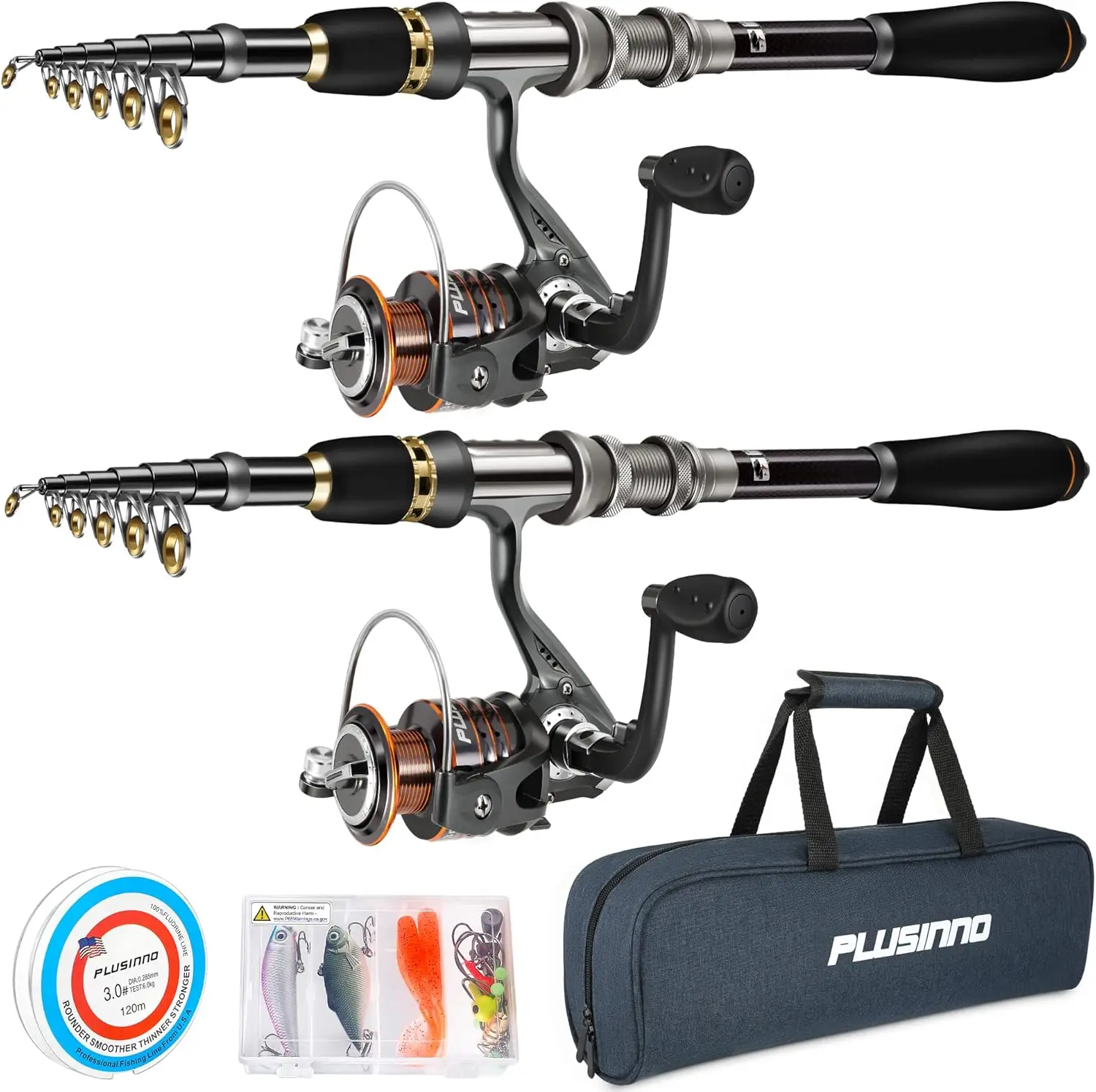 Telescopic Fishing Rod and Reel Combos Full Kit, Carbon Fiber Fishing Pole, 12 +1 Shielded Bearings Stainless Steel BB Spinning