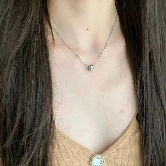 Girlbible  925 Sterling Silver Round Zircon Necklace for Women Stars Design Simplicity Fashion Trend Jewelry Gift Dropshipping