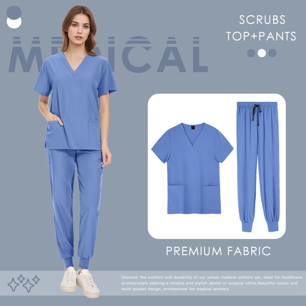 Wholesale Price Hospital Workwear Multicolour Doctor Nurse Scrubs Set Medical Uniforms Women Men Jogger Set Surgical Accessories