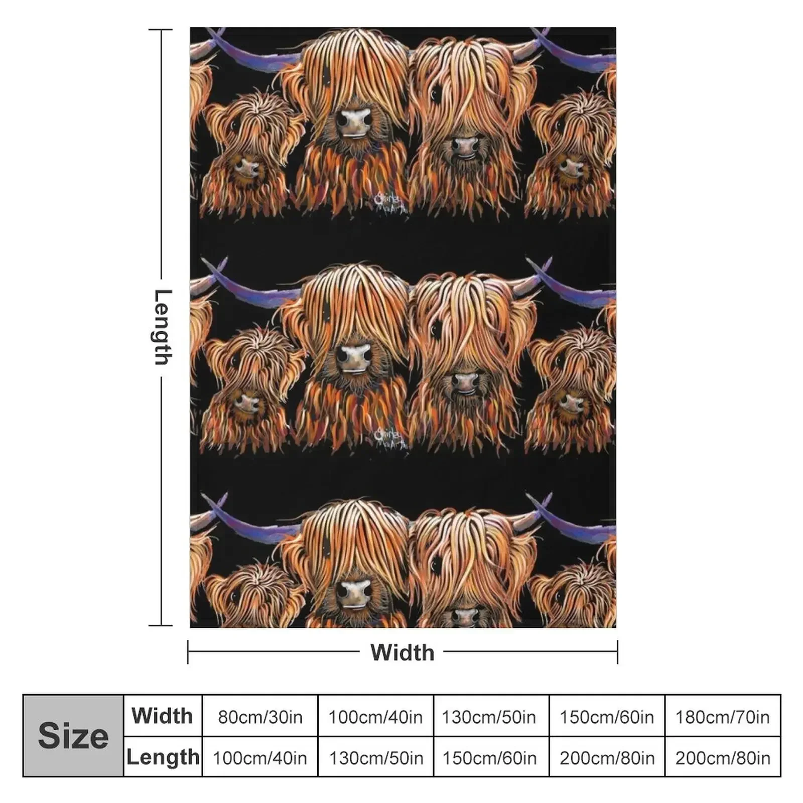 Scottish Highland Cows PRiNT 'The Tangerines 2' by Shirley MacArthur Throw Blanket